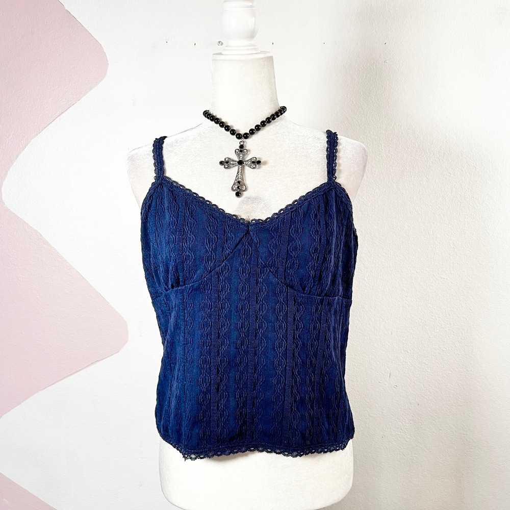 No Boundaries‎ Blue Babydoll Top Lace Trim Y2K 2000s Coquette XXL